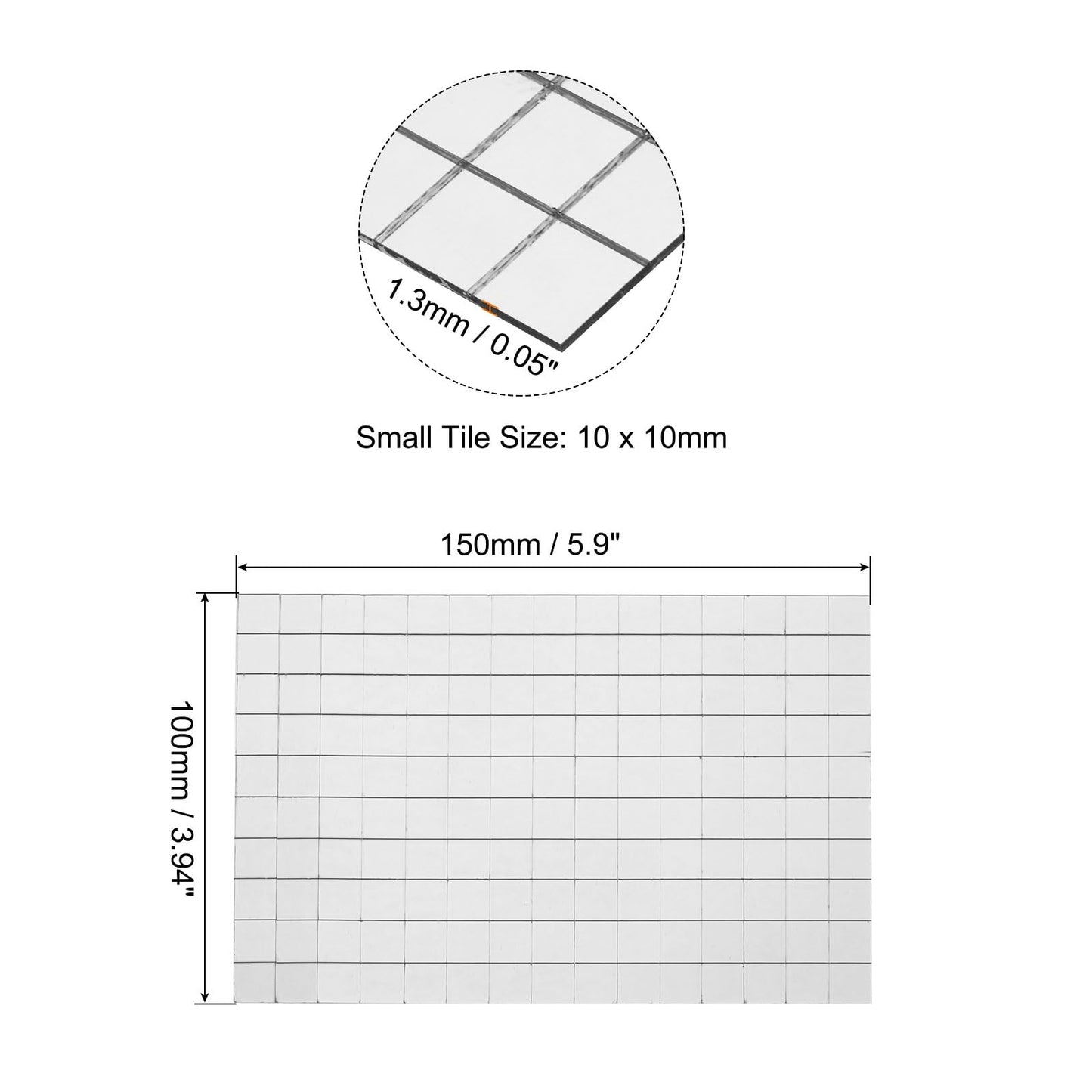 MECCANIXITY 750Pcs Mirror Mosaic Tiles, 10 x 10mm Square Glass Tiles Self-Adhesive Small Mirrors for Crafts, 3D Background Wall, DIY, Disco Light Ball (Silver)