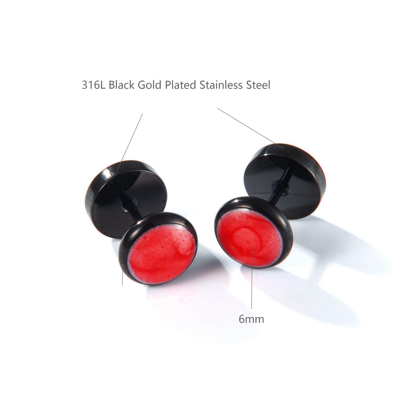 Titanium Red Screw Flat Back Earrings Hypoallergenic for Sensitive Ears Barbell Black Gold Plated Surgical Stainlesss Steel Screw Back Earrings for Women Men Punk Helix Piercing Ear Studs