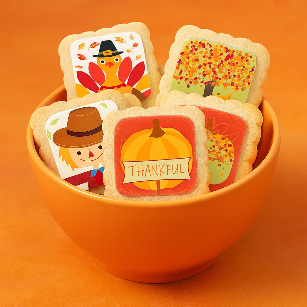 Thanksgiving Cookies 12 Pack Decorated | INDIVIDUALLY WRAPPED Sugar Cookies | Gift Basket Pumpkin Turkey Scarecrow | Nut Free