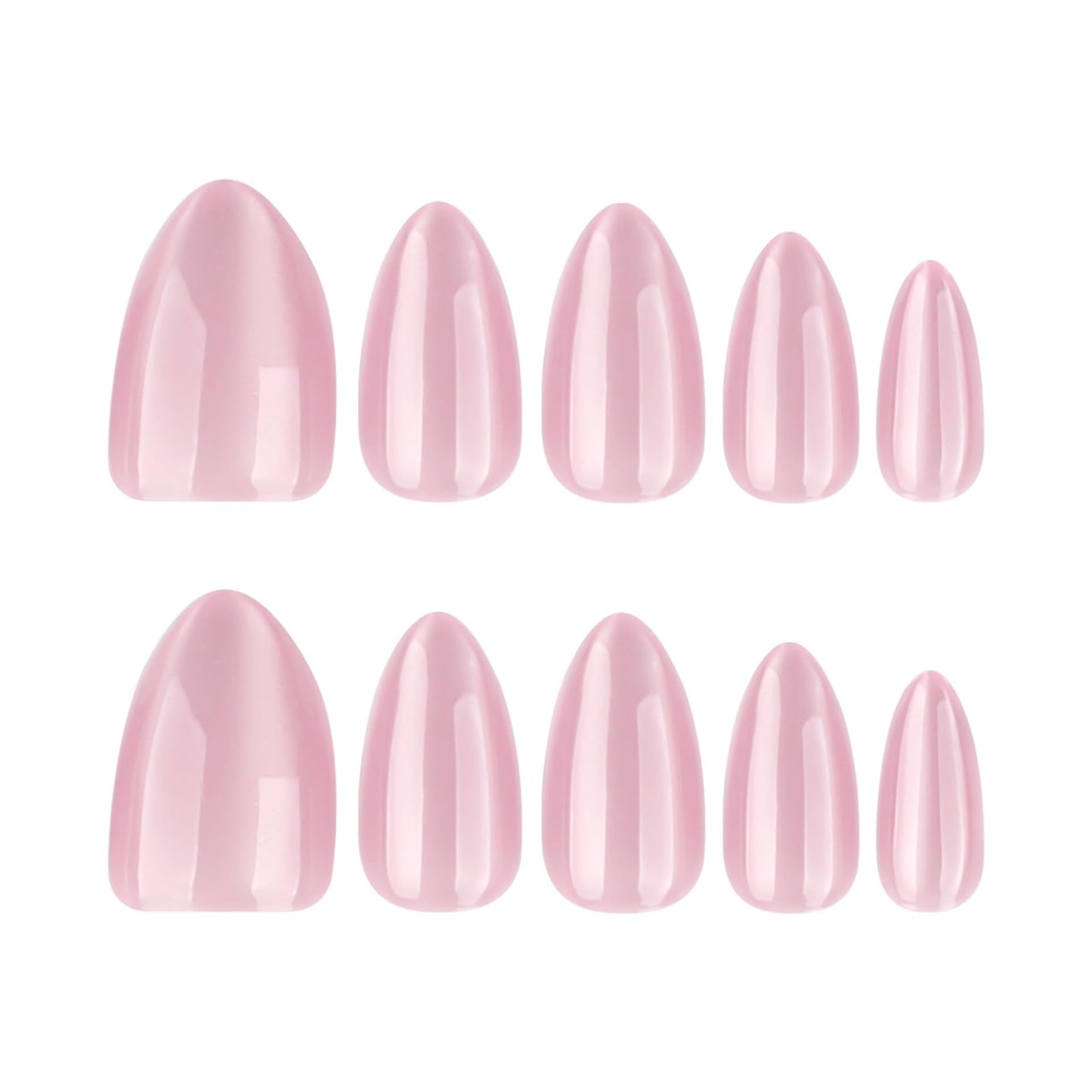 CTTHNBD Press on Nails Almond - Medium, Pink Fake Nails with Shiny Design - Glossy Full Cover Stick on False Nails - for Women 24 Pcs