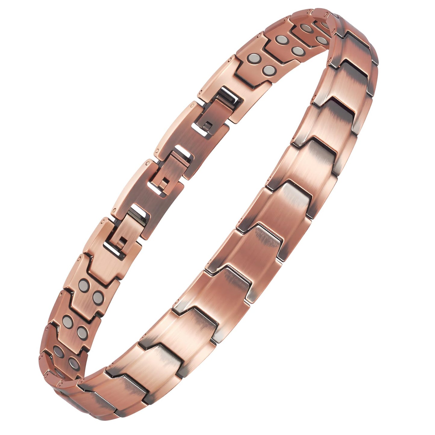 MagSølv Copper Magnetic Anklet for Men, 99% Pure Copper Double Row Magnet Ankle Bracelet with 3500 Gauss and Adjustable Link Buckle