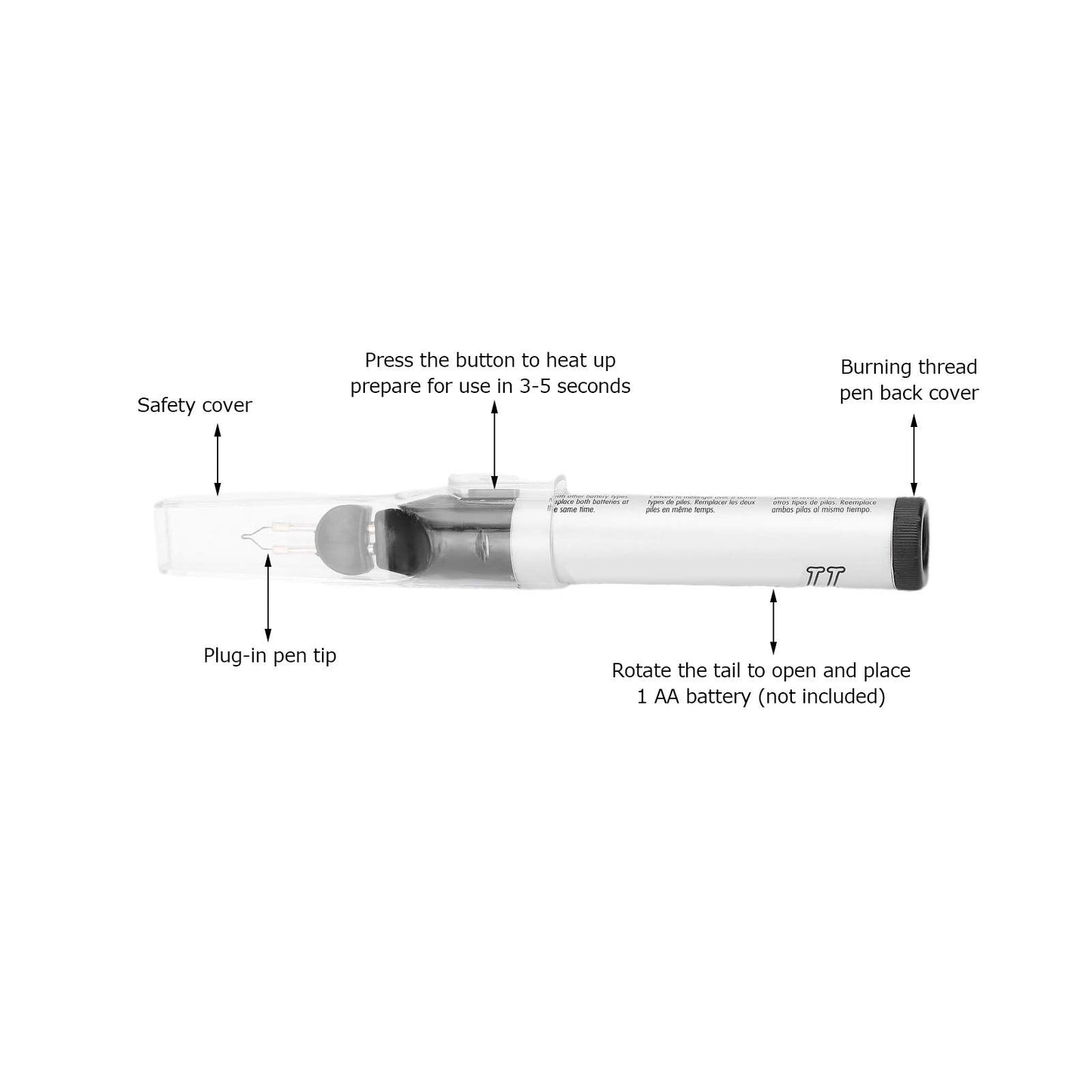 slvxexi Thread Burning Tool, Trims or Melts Frayed Ends Handheld Tungsten Thread Burning Pen for Thread Breakage, Wood Heat Transfer