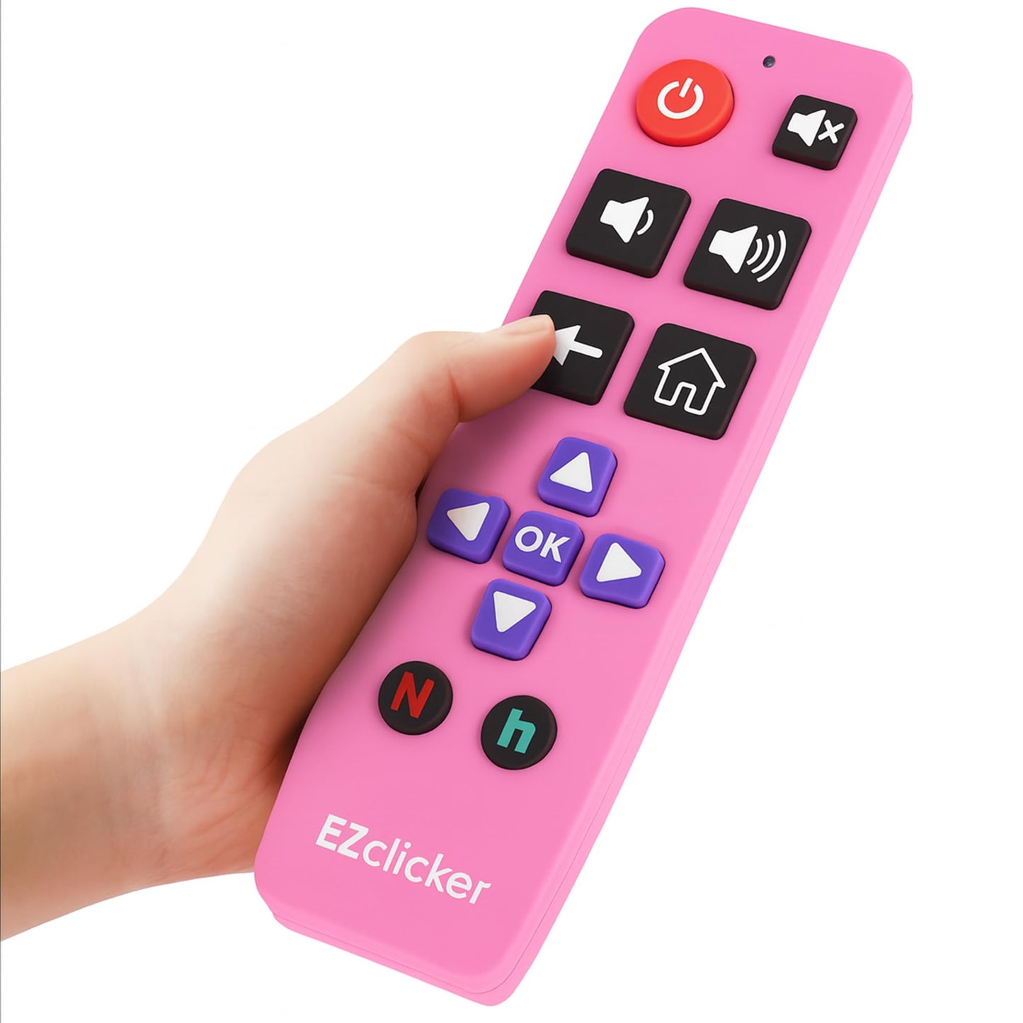 Roku Replacement TV Remote Compatible with Roku TV's ONLY (Pink) Big Button TV Remote Control, Simple and Easy to Use, NOT Compatible with Roku Stick or Box (2xAAA Batteries not Included)