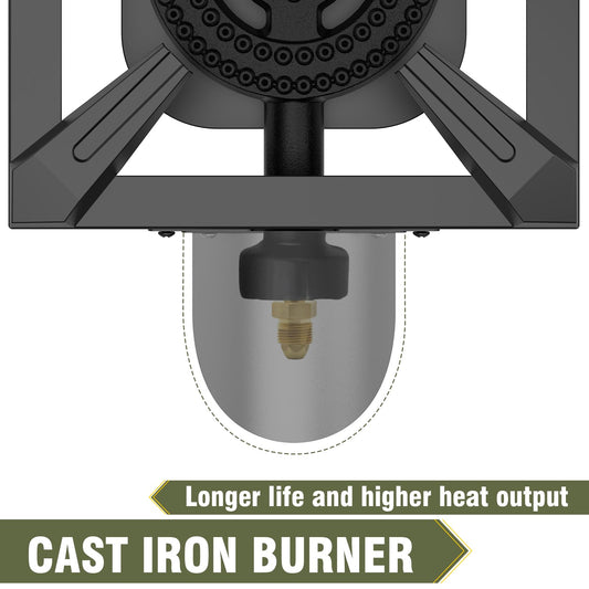 BESTFIRE Propane Burner, 100,000 BTUs High Pressure Single Propane Stove - Heat Shield and Guard, 4.1ft Adjustable Hose with Regulator, Gas Stove for Outdoor Cooking, Turkey Fry, Seafood Boil