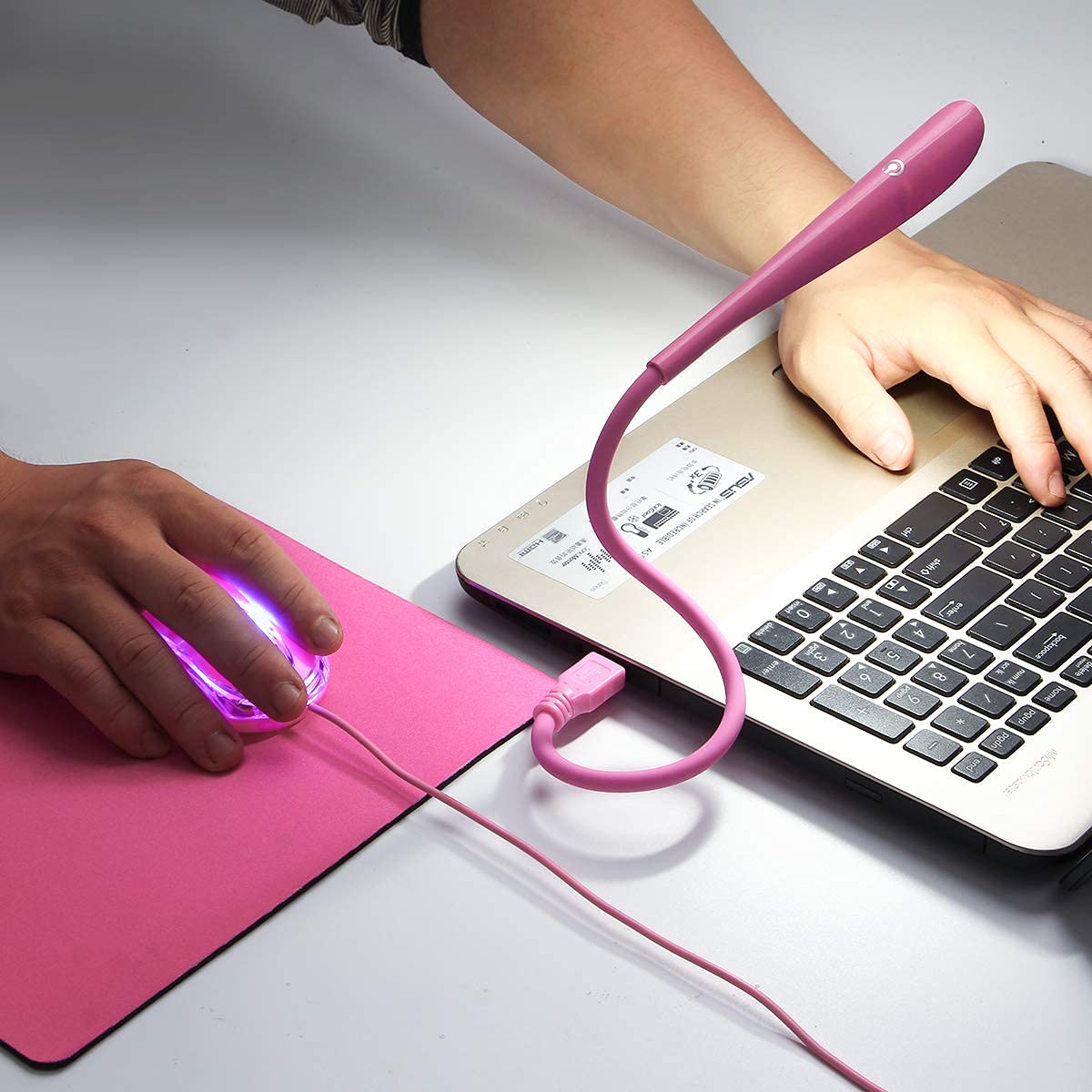 Pink Mouse and Pad USB LED Light 3 in 1 Gift Comb Kids Mouse for Laptop Home Office Travel by SOONGO
