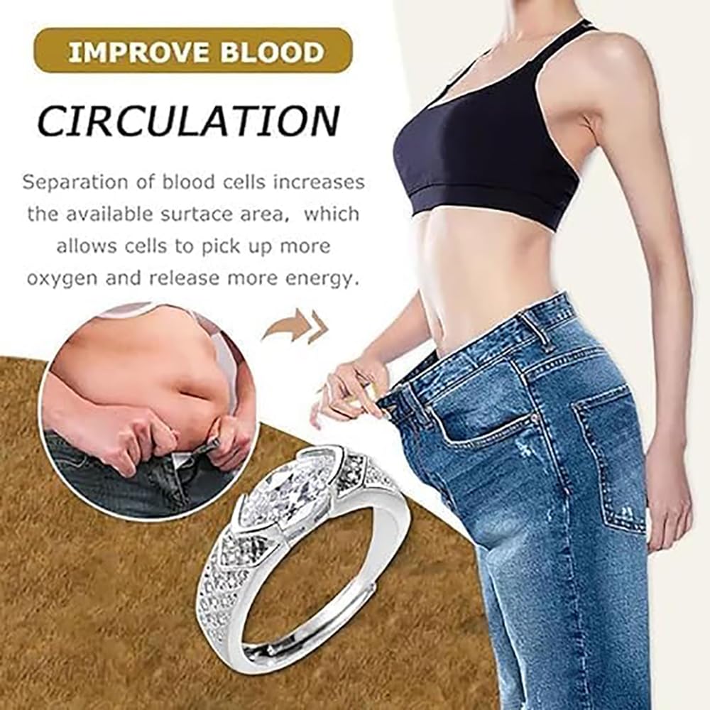 IMMUNOTRAX Adjustable Magnetic Moissanite Ring - Titanium Ion Wellness Jewelry for Energy Flow & Relaxation, Hypoallergenic Sparkling Gift for Women (White Gold, Size 7-10) (2Pcs)