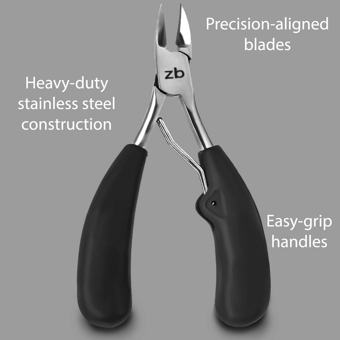 Zizzili Basics Toenail Clippers for Thick or Ingrown Nails – Large Easy-Grip Handle - Heavy Duty, Sharp Stainless Steel Nippers for Seniors & Home Pedicure Care