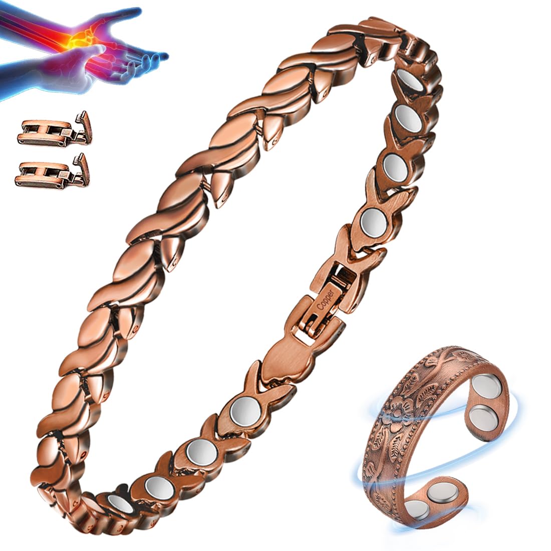 Vicmag Copper Bracelet for Women Magnetic Bracelets 99.9% Pure Copper Jewelry Present with Adjustment Tool