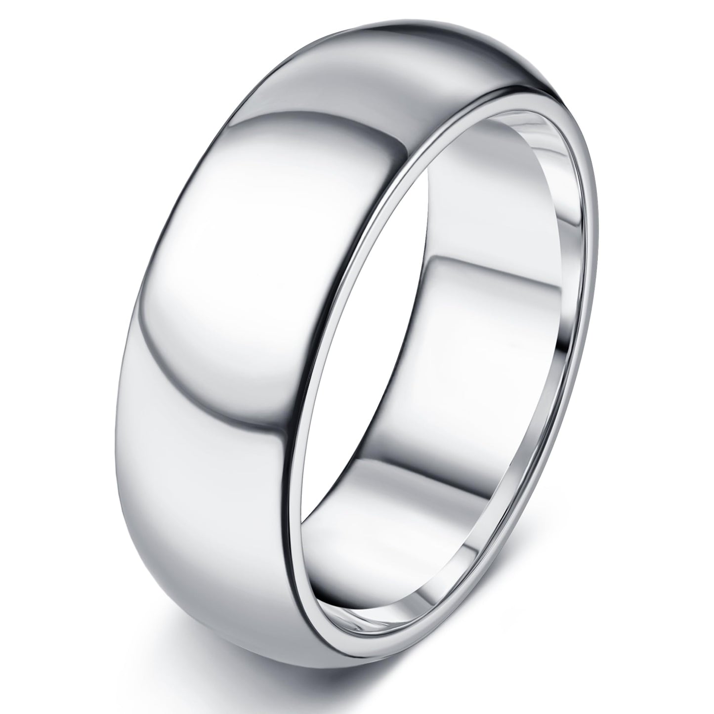 Florideco 8mm Stainless Steel Ring Wedding Bands for Women Mens Ring Wedding Band Plain Dome High Polished Size 8