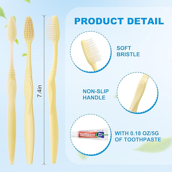 Disposable Toothbrush with Toothpaste Set, Individually Wrapped Soft Bristles Travel Size Manual Toothbrushes Kit in Bulk for Hotel/Travel/ Business/Donation/Homeless/Charity/Camping (100 Pack)