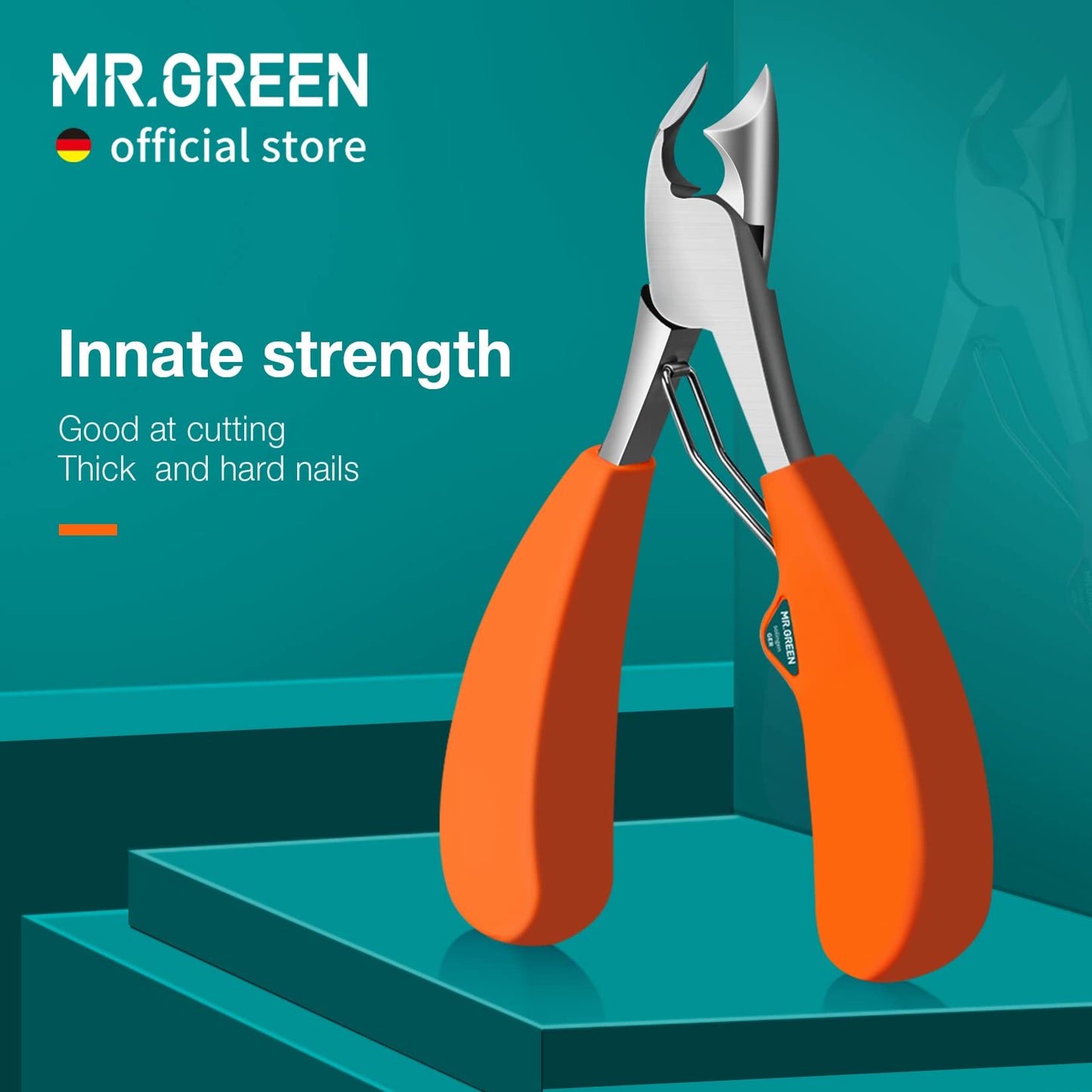 MR.GREEN Toenail Clipper Stainless Steel Ingrown Nail Cutter Good at Cutting Thick and Hard Nails Pedicure Tools (Orange)