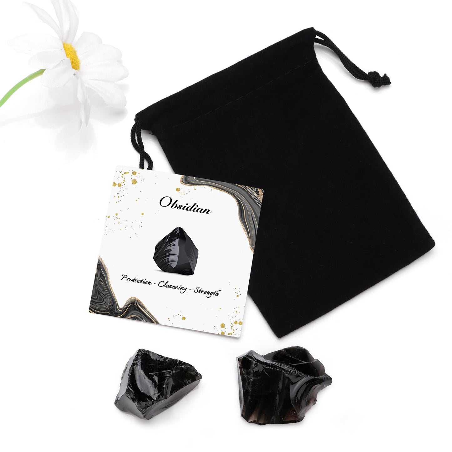 GolbalJew Obsidian Natural Raw Crystals 2PCS Healing Crystal Stones 1.2-2.0” Reiki Healing Gemstones for Meditation Chakra Balance Home Decor
