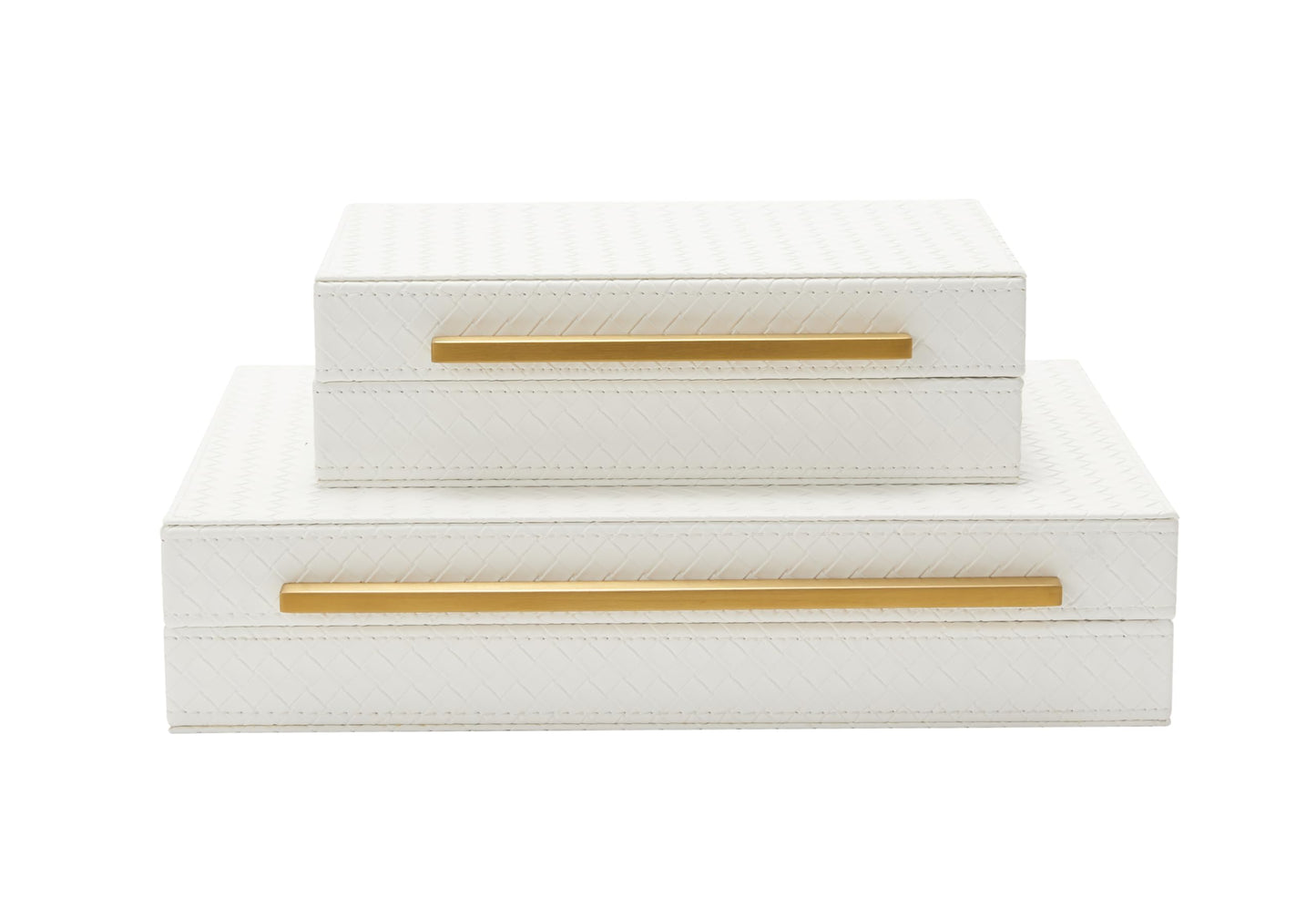 Kingflux White Set of 2pcs Decorative Boxes, Home Storage Boxes Jewelry Organizer, Shelf Orgnizer Box Woment&Men's Accessory Organizer (White)