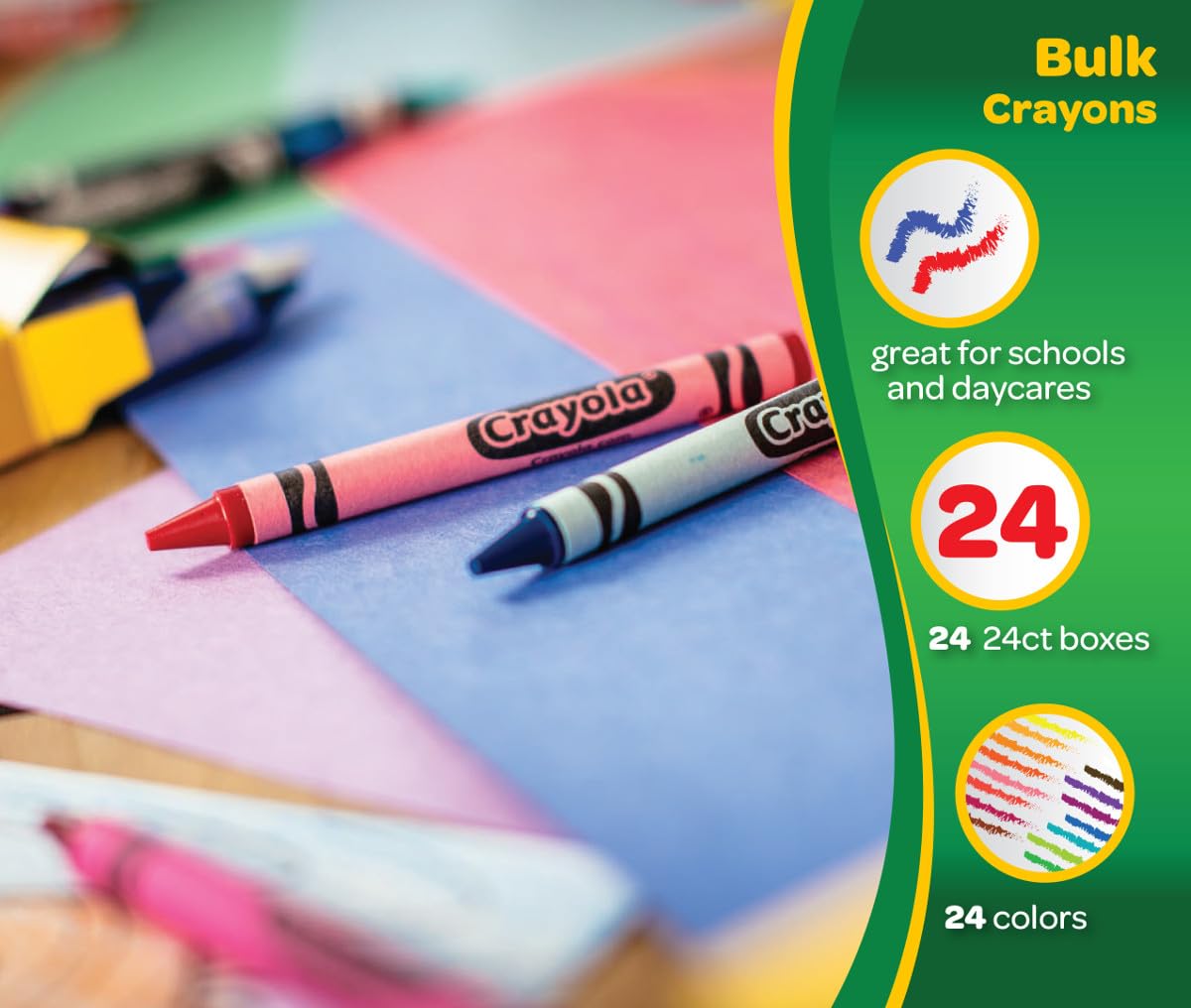 Crayola Crayons Bulk (24 Packs), Coloring Book Supplies, Presharpened Crayons for Kids, Easter Basket Stuffers, Preschool Classroom Supplies, Gifts, Ages 3+
