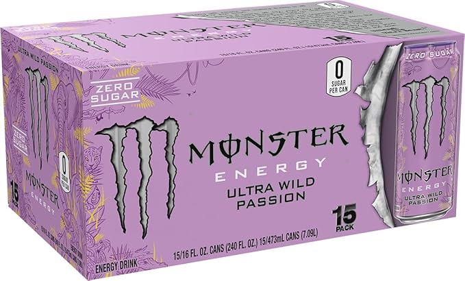 Monster Energy Ultra Wild Passion, Sugar Free Energy Drink, 16 Ounce (Pack of 15)