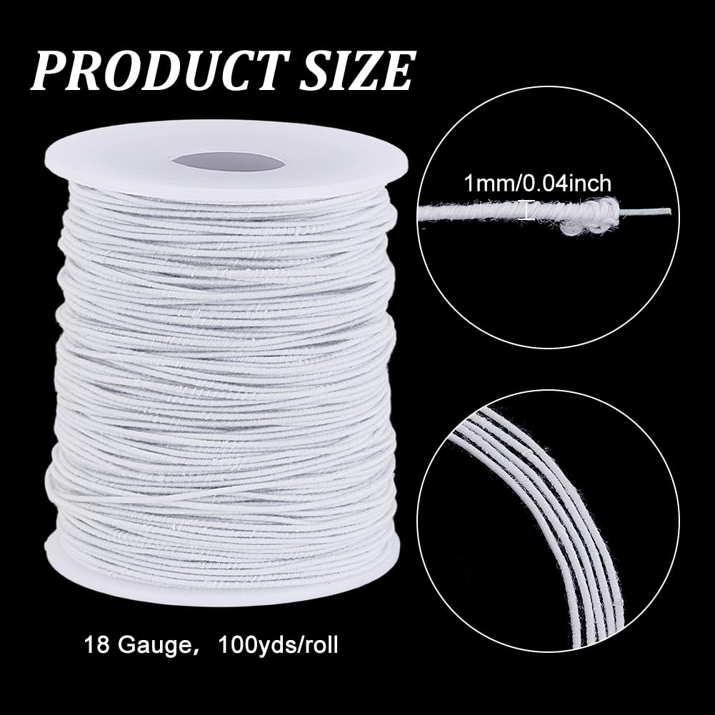 NBEADS 100 Yards Ghost White Floral Wires, 18 Gauge Cotton Covered Millinery Wire Iron Stem Wires for Sewing Supplies Brim Making Accessories