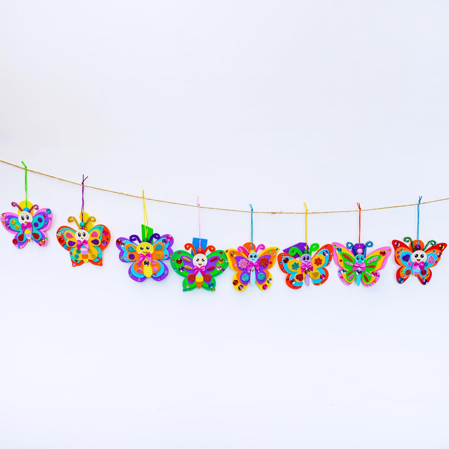 Winlyn 24 Sets Butterfly Craft Kits DIY 3D Rainbow Butterfly Ornaments Decorations Art Set Foam Stickers Arts and Crafts for Kids Spring Summer Camping Party Classroom Activities Art Project