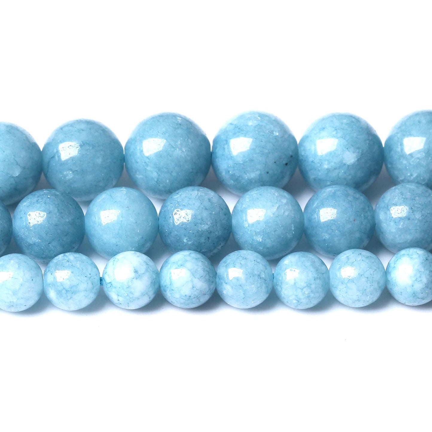 Blue Chalcedony Natural Stone Beads Gems Round Loose Beads Jewelry Making DIY Bracelet Necklace Accessory 1 Strand 60PCS 6MM 15"