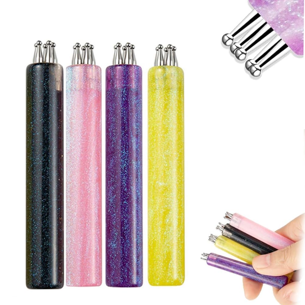 5 Petal Flower Nail Dotting Pen,Nail Art Dotting Tools,1.8mm Fine Tip Rhinestone Dot Paint Tool for Painting, Sculpting, Rhinestones DIY and Salon (4PCS)