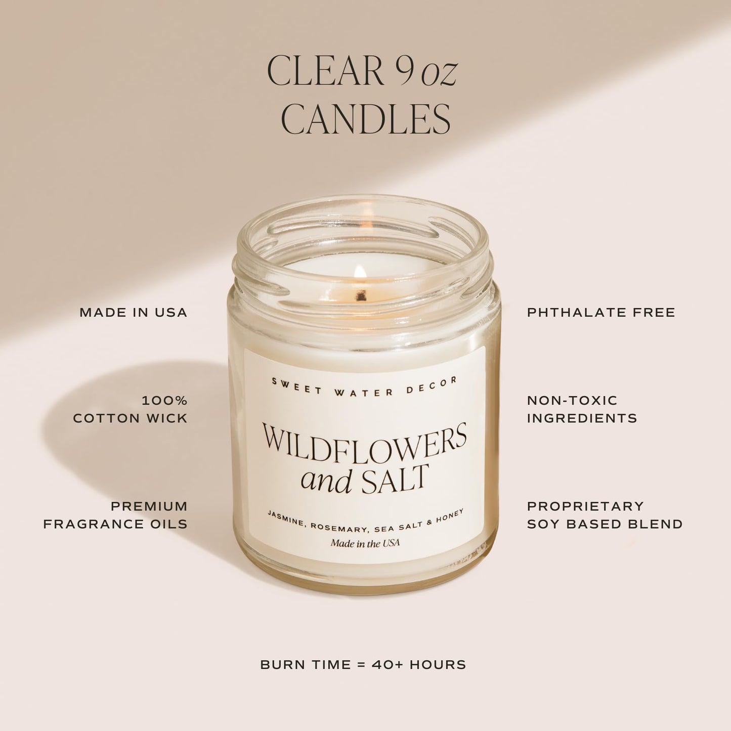 Sweet Water Decor in My Mom Era Candle - Jasmine, Rosemary, Sea Salt, and Honey Scented Candle - 9 oz Soy Candle in Clear Jar with 40+ Hours Burn Time - Mother's Day Gifts for Mom