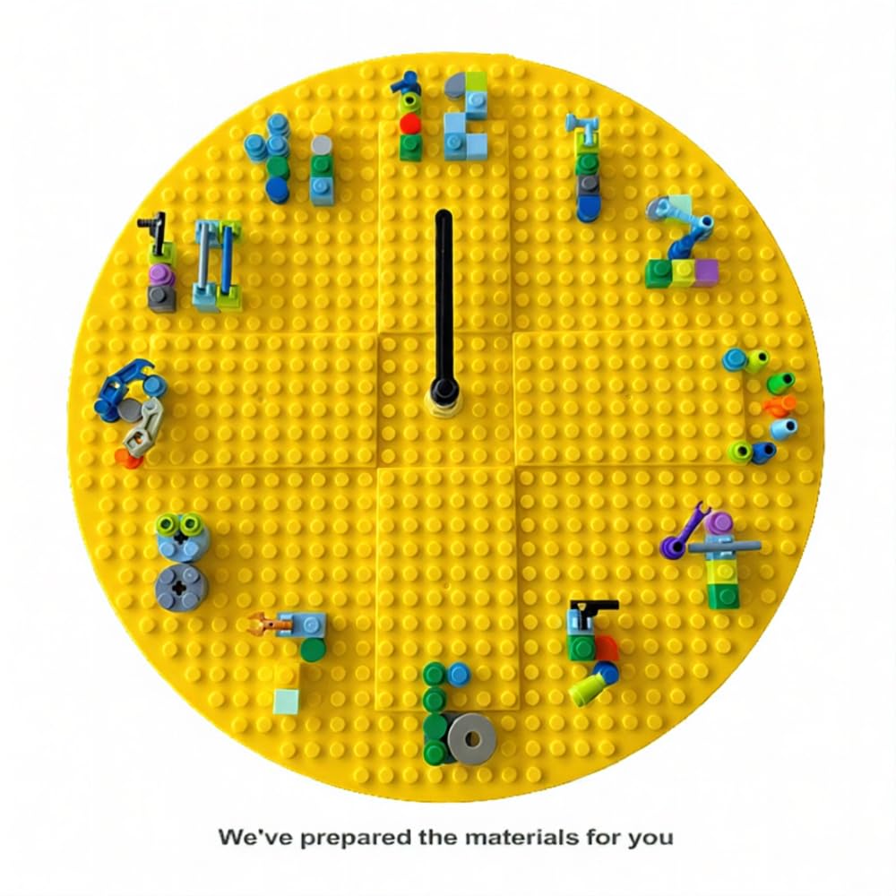 Kids' Creative STEM Educational Building Block Toy, Building Block Display Case, Fun Assembly Toy for Boys Aged 7 8, DIY Building Block Wall Clock, Craft Kit Set ，Birthday Gift for Kids Aged 9 10 12