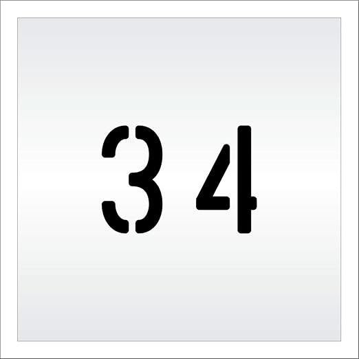 Pavement, Curb, and WheelStop Stencils - 4 inch Double Number Stencil - (34) - 4" x 5.5" x 1/16" (63 mil) - Light-Duty