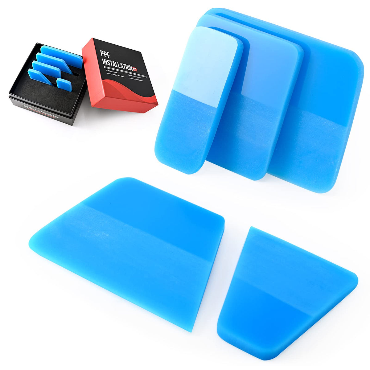 Blue PPF Squeegee Kit Paint Protection Film Installation Tools (5 Count)