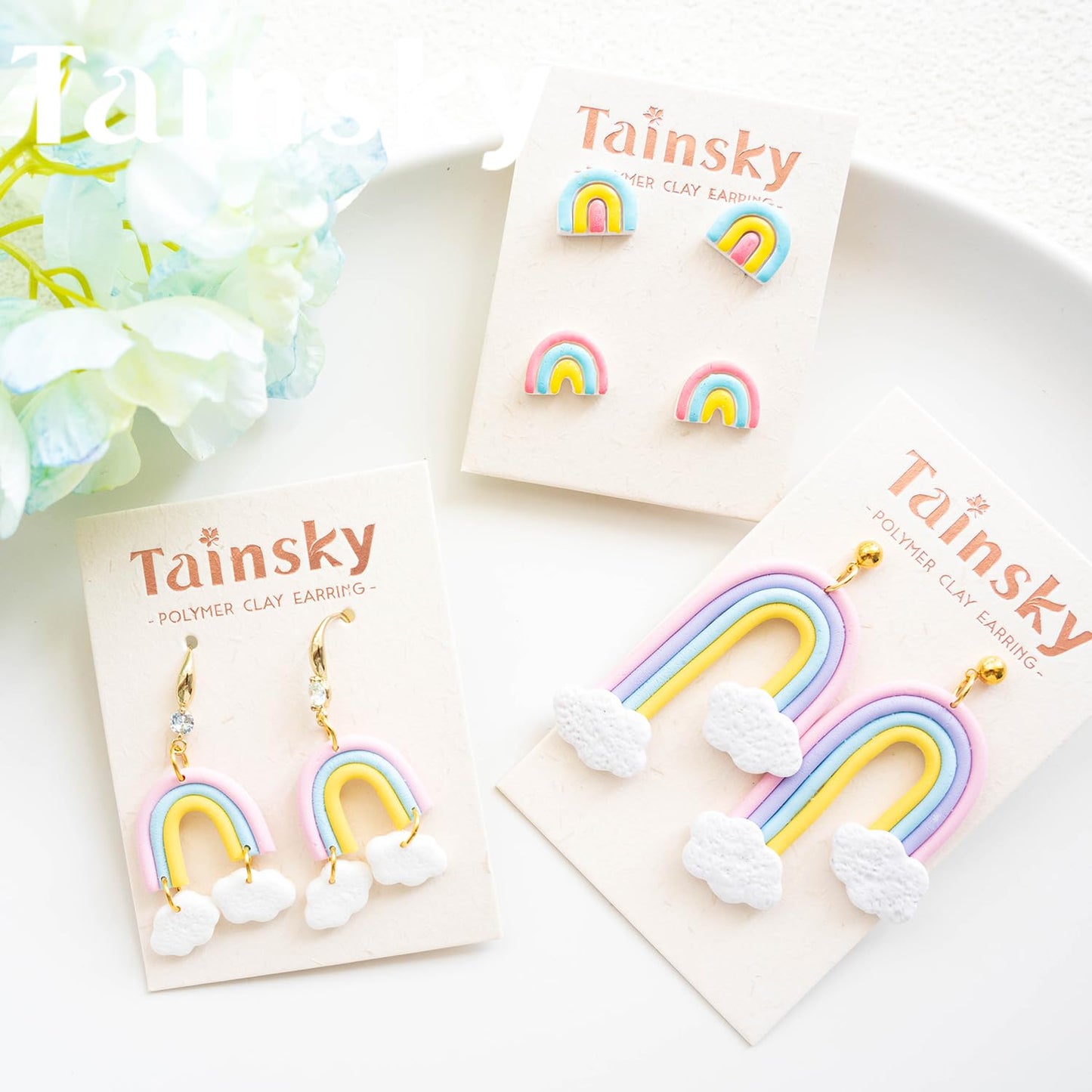 Tainsky Rainbow Guide Polymer Clay Tools, 8 Shapes Rainbow Shaper Polymer Clay Cutters, Rainbow Guide Earring Guide for Polymer Clay Earrings