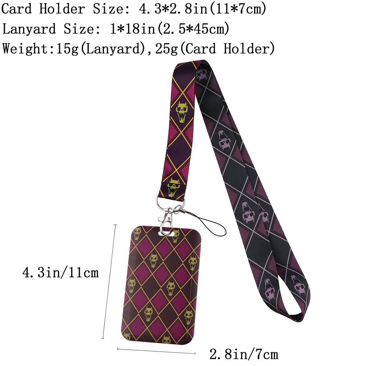 CSSHSMS Anime Kira Yoshikage Cosplay Lanyard ID Badge Holder 4Pcs Set,Manga Yoshikage Kira Cosplay Merch Lanyard Card Holder Sleeve Protectors