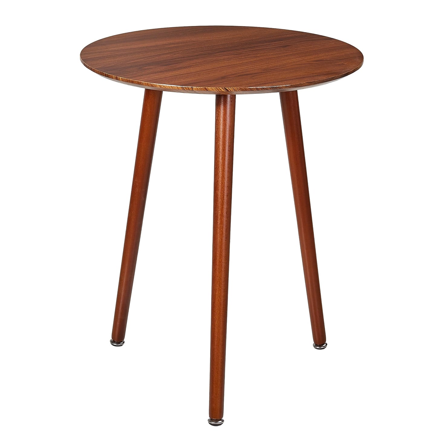 VECELO Round Side Table, Small End Table for Indoor Outdoor, Wooden Bedside Table with Non-Slip Foot Pads, 3-Legged Nightstand for Living Room Bedroom Bathroom, 20" x 20" x 23.8",Rustic Walnut