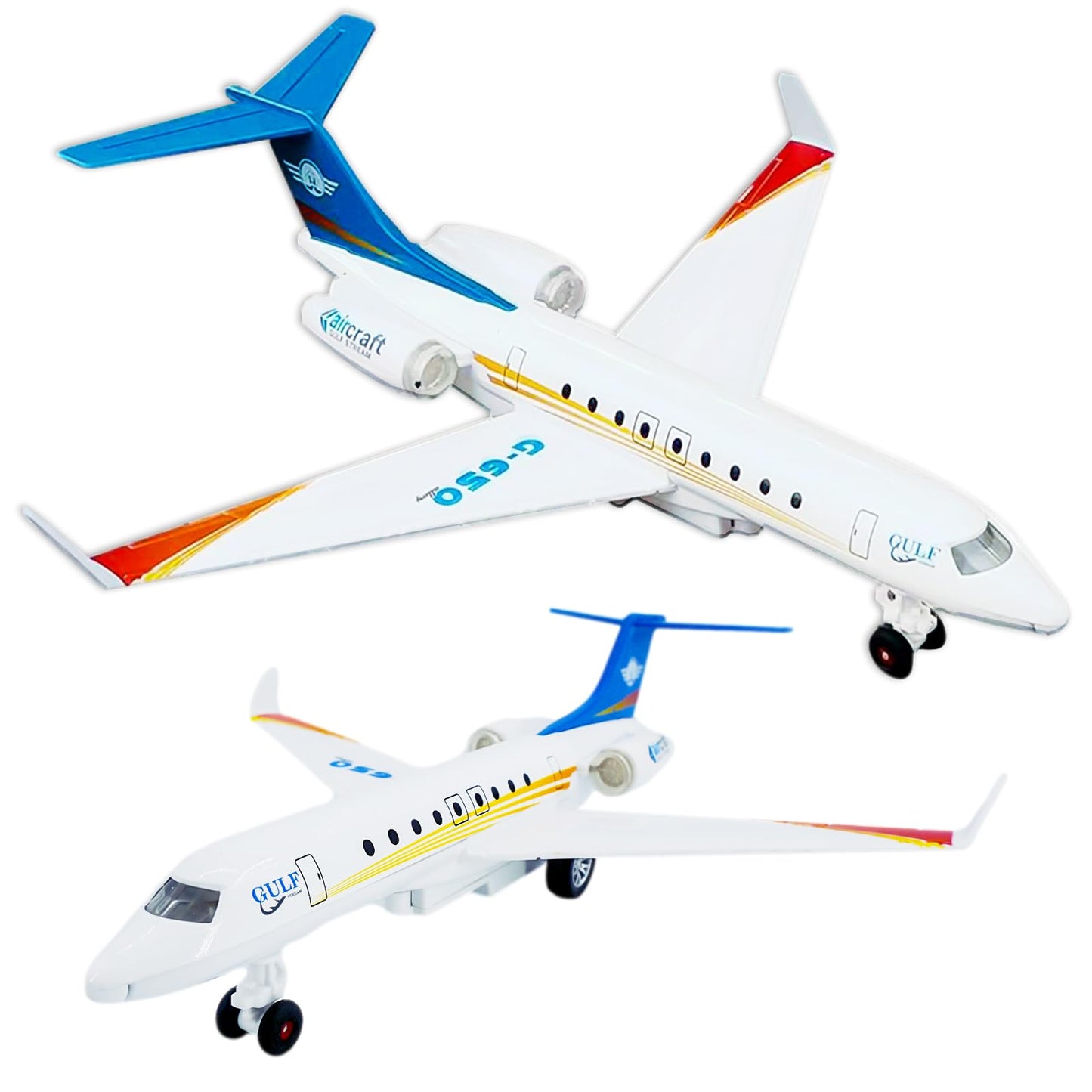 OTONOPI Airplane Toy, Die Cast Metal Plane Toy G650 Model Single Airlines, Pull Back Bump and Go Airbus Plane with Lights and Sounds for Kids Boys and Girls Age 3 Up for Gift and Collection with Stand