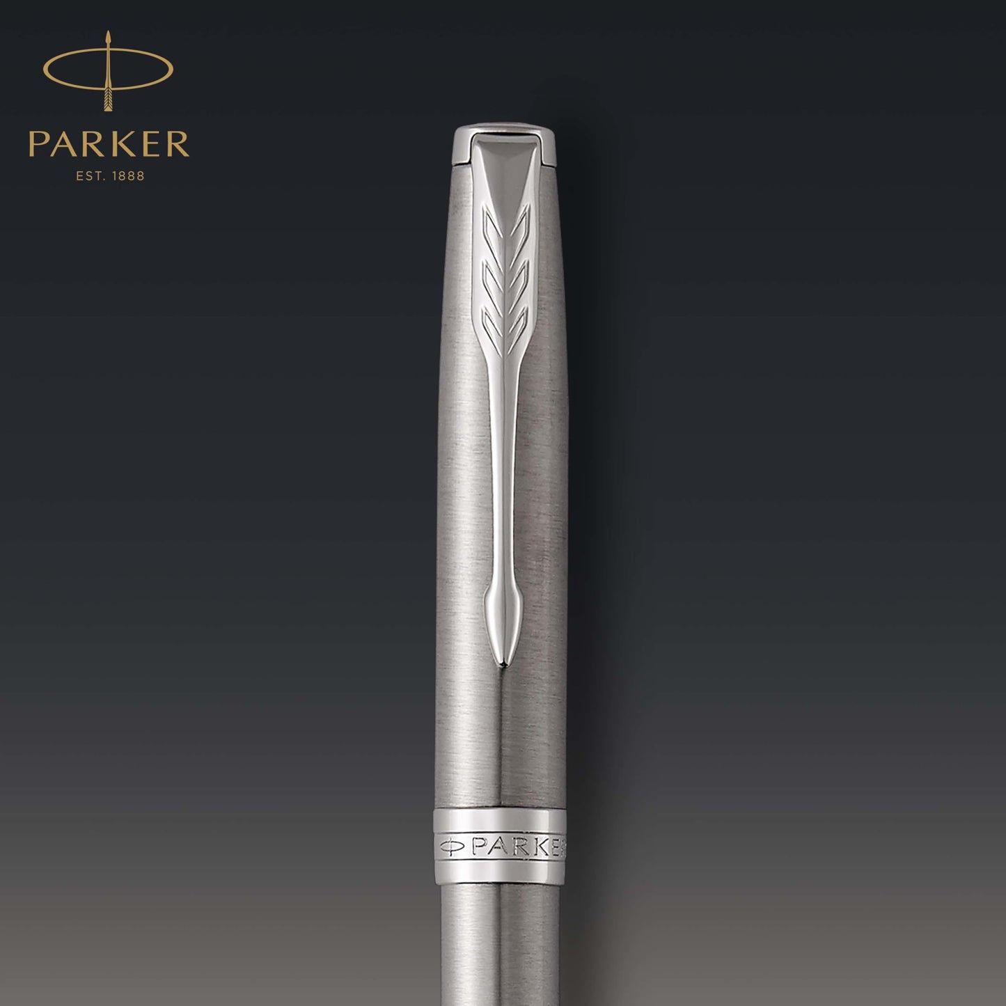 PARKER Sonnet Ballpoint Pen, Stainless Steel with Palladium Trim, Medium Point Black Ink (1931512)