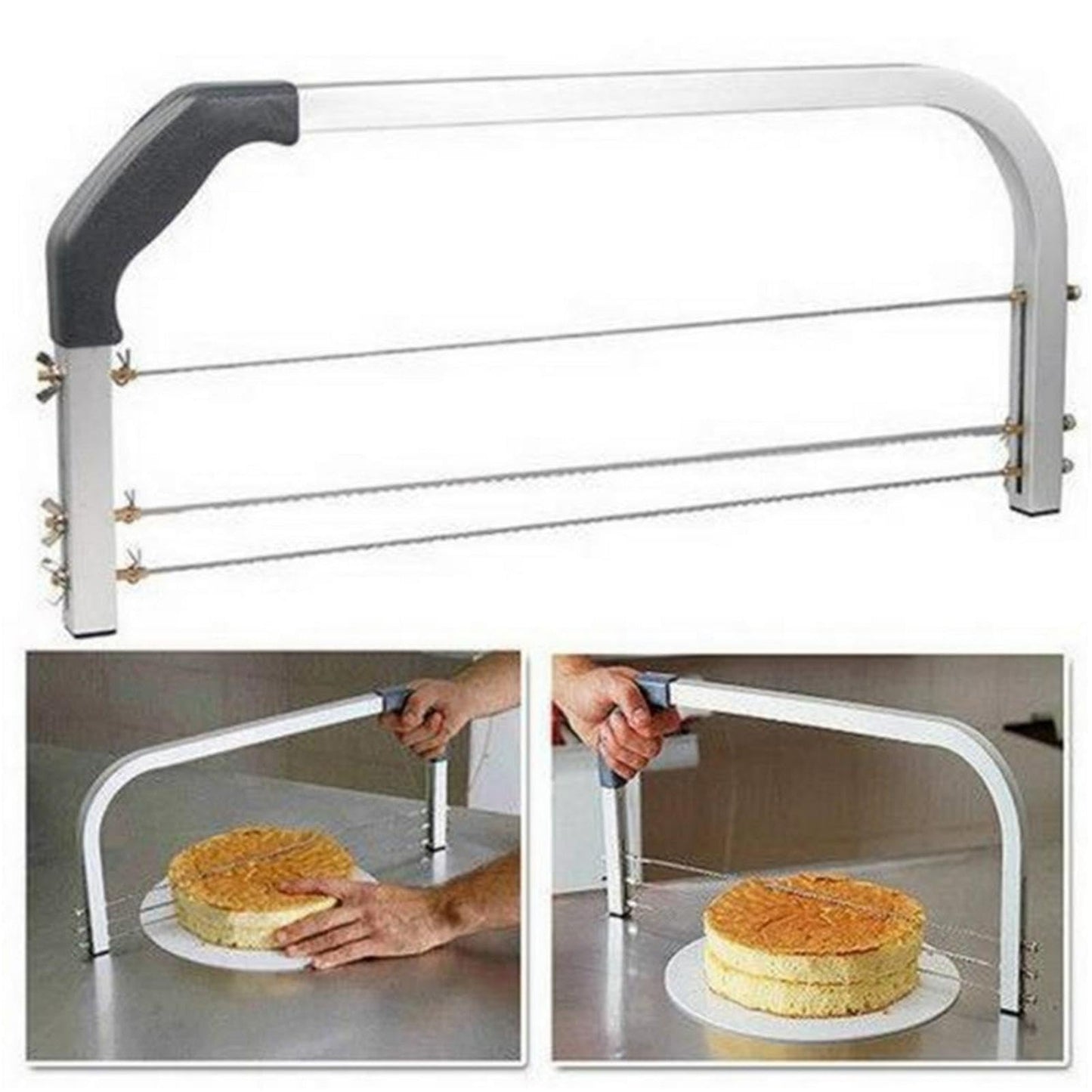 Vornetil Cake Leveler,3 Blades Adjustable Layer Cakes Cutter Stainless Steel,Bread Cutter Toast Cutting Saw Baking Tools Accessories,Baking and Pastry Tools,Slicer Leveler for Cake Making