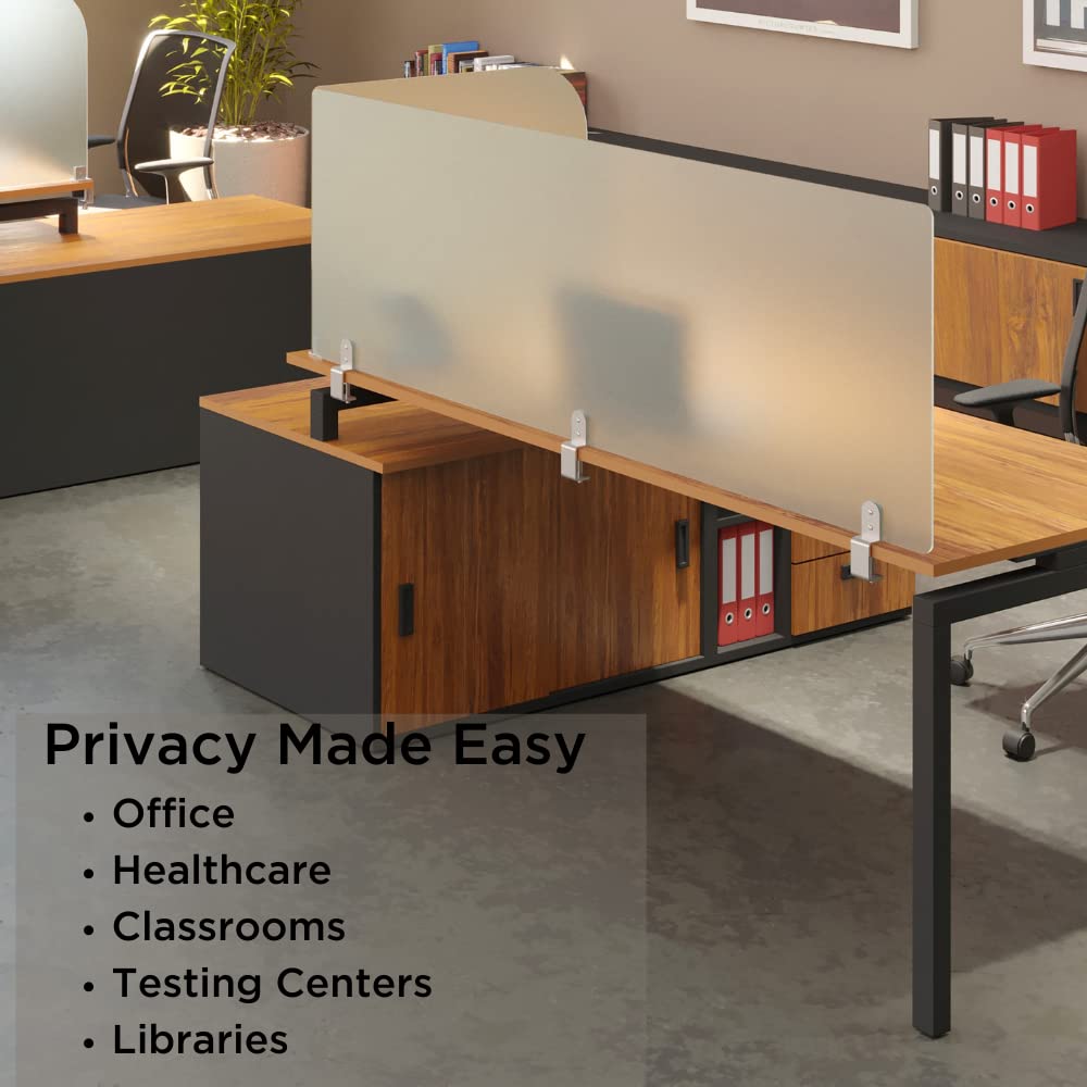 Desk Divider for Students and Desk Privacy Panel. Office Partitions and Ideal Cubicle Light Shield. Frosted Acrylic Clamp-on Desk Partition - 29” W x 18”H Divider