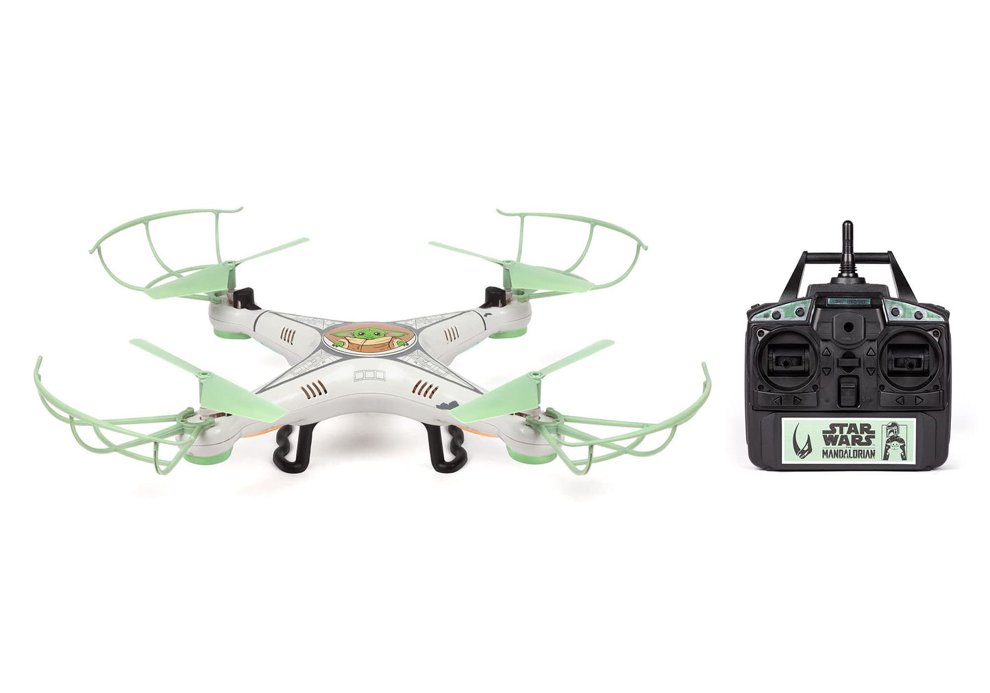 Star Wars The Mandalorian Grogu Baby Yoda RC Quadcopter Drone - 2.4GHz 4.5CH Remote Control Flying Drone with Flip Stunt Modes, Built-In Gyro and USB Charging - Kids 6+