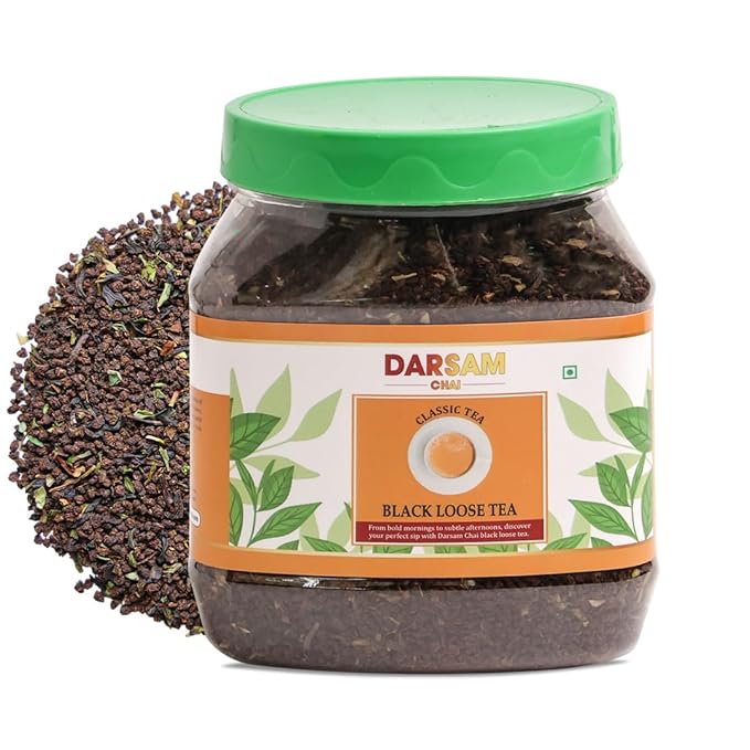 Darsam Assam Black Tea 8.8oz (250g) Whole Leaf, Single-Origin, Unblended Loose Leaf, Bold & Aromatic Daily Brew, Airtight Jar for Freshness, Non-GMO, Gluten-Free