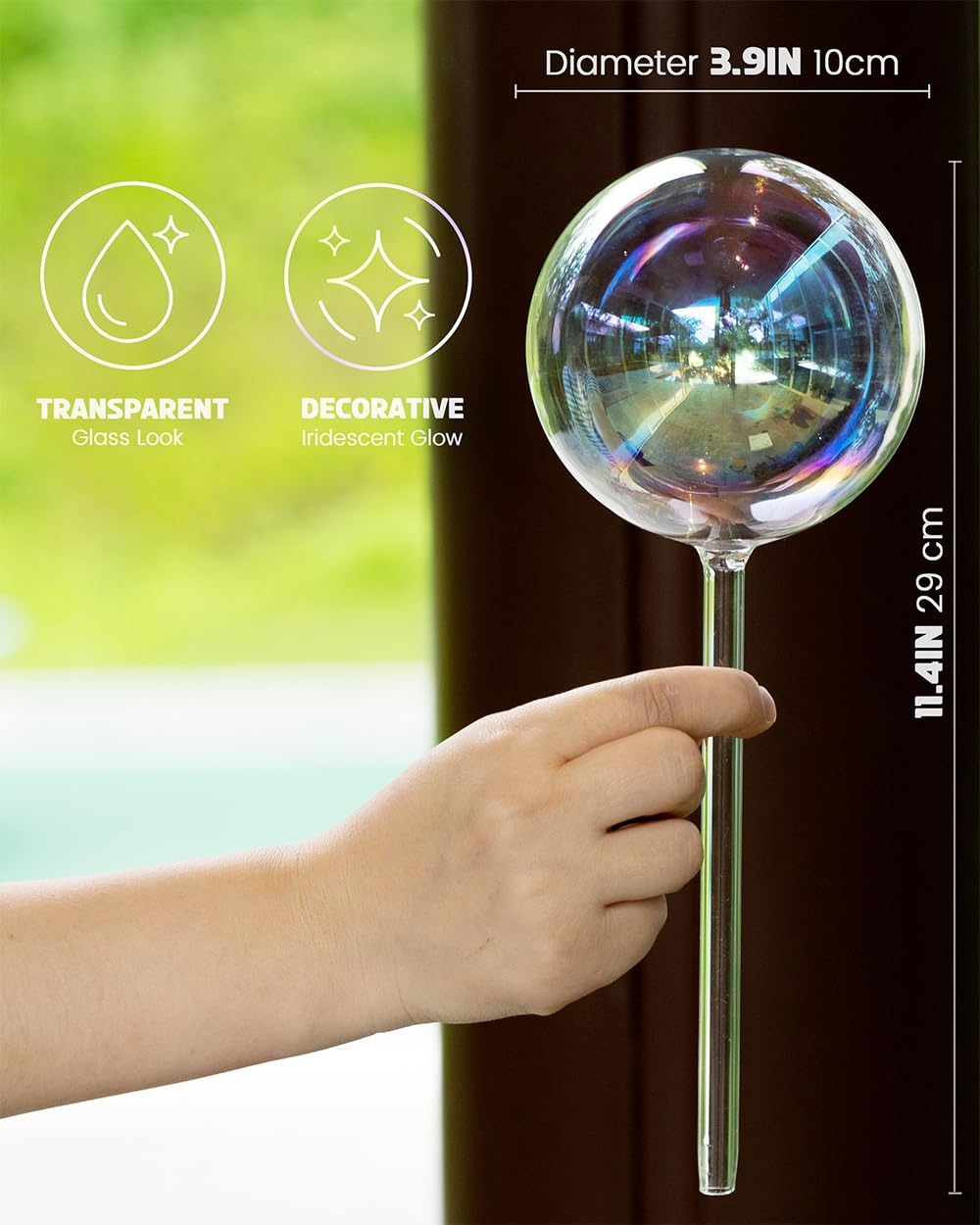 2Pack Iridescent Glass Self Watering Globes for Plants, 14 fl oz Automatic Plant Watering Bulbs Decorative Glass Plant Waterer