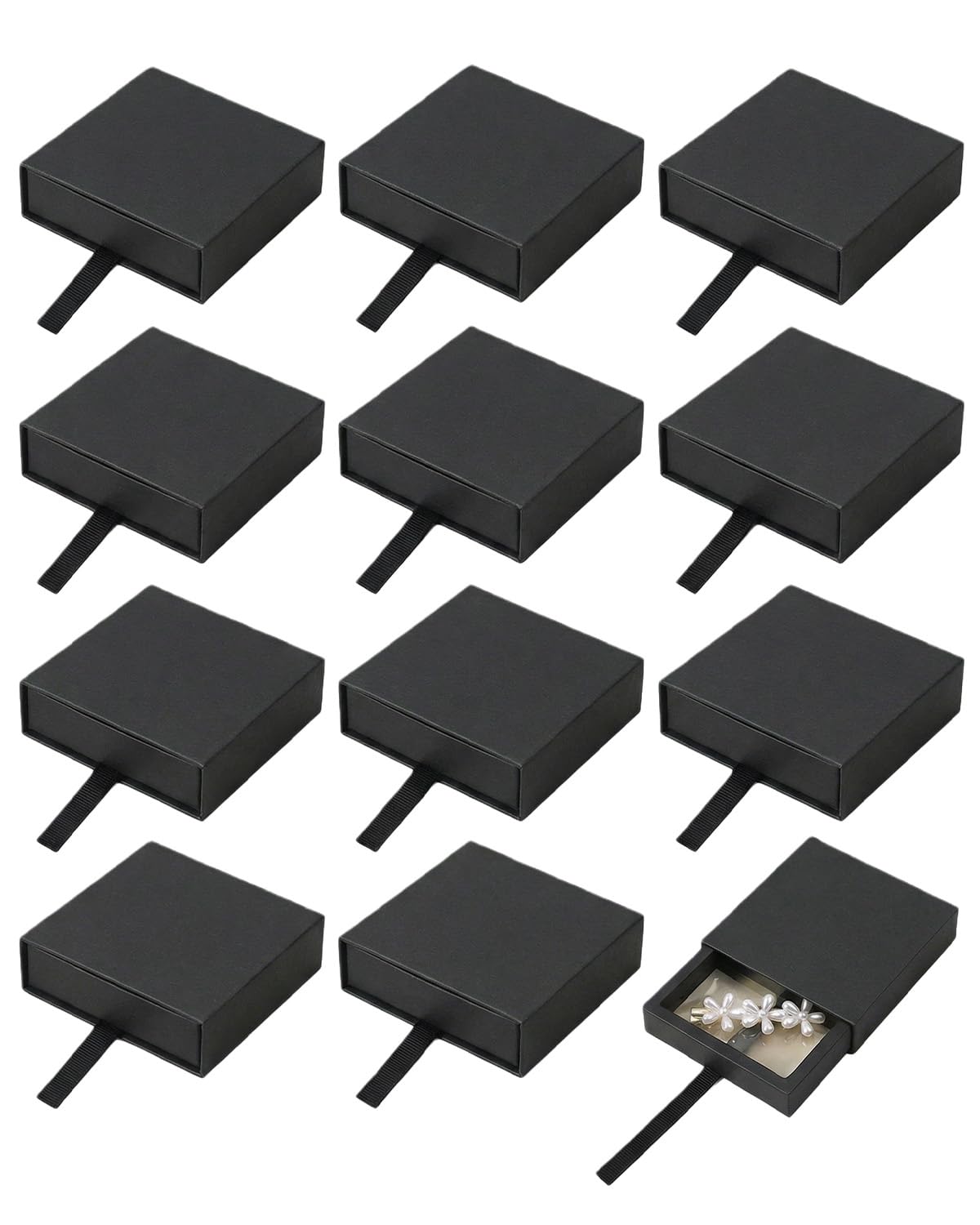 Zitonyang Small Gift Boxes, 12 Pack Floating Display Case Jewelry Gift Boxes Floating Frame Display Stand, Small Jewelry Box Necklace Gift Box For Bracelets Earrings Necklaces Jewelry (Black)