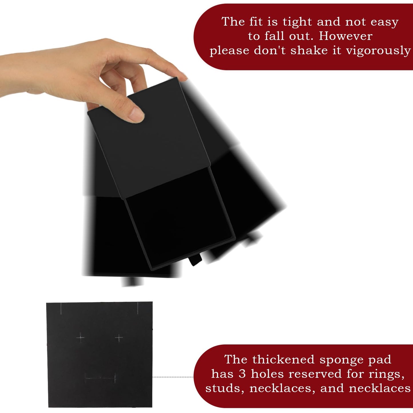 Nsmykhg Jewelry Gift Box Velvet-Lined,12 Pack Compact Drawer Style for Earrings & Rings, Necklace & Bracelet Organizer, 3.93x3.93x1.65 Inches, Stackable Elegant Jewelry Display & Storage Box (Black)