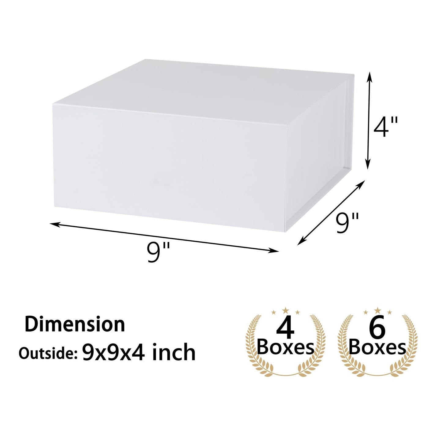 MUMUPACK 6 Pack White Gift Boxes With Lids,9x9x4 Inch Bridesmaid Proposal Box And Printable Stickers,Proposal Boxes With Ribbon For Wedding, Packaging, Present, Birthday