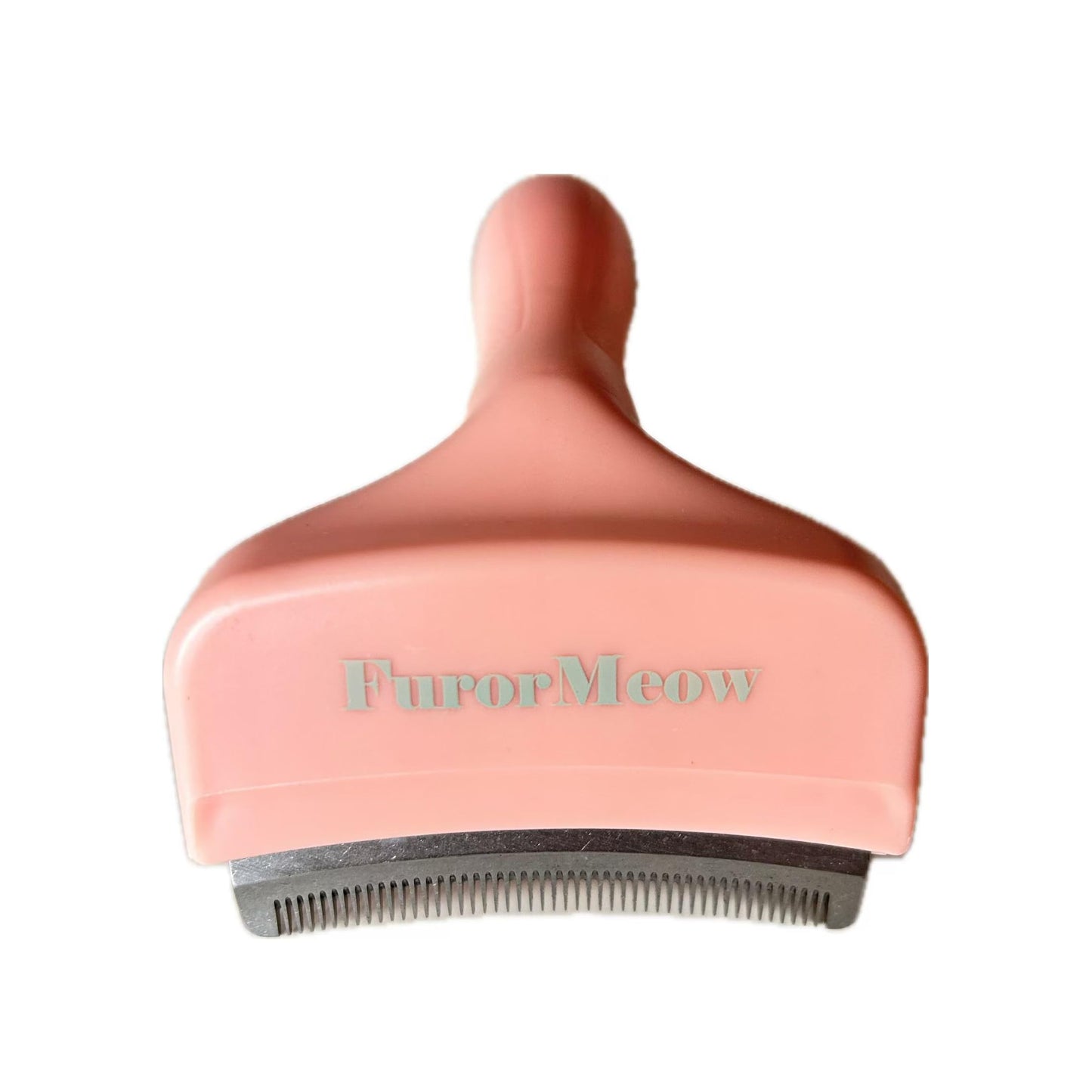 FurorMeow Pet Deshedding Tool with Curve Blade, Cat Grooming Brush, Tight V-shaped Teeth Shedding Comb for Cats and Dogs (Pink, Small)