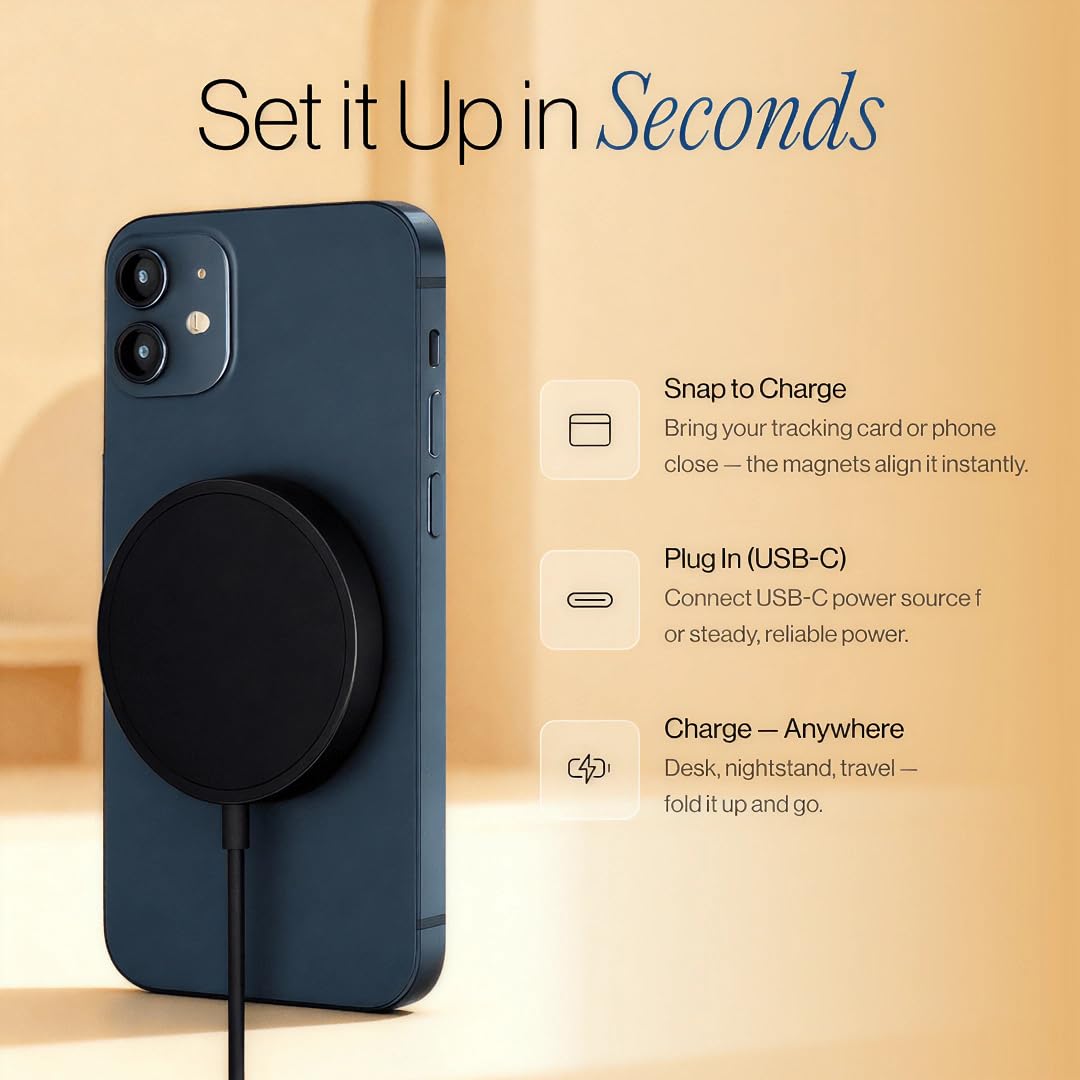 SPOTMINDERS Wireless Charger for iPhone, AirPods, Tracking Card 15W Flat Fast Charging Pad QI Compatible with Samsung, Android, Apple - Magsafe, Non-Slip Surface, Advanced Cooling - No AC Adapter