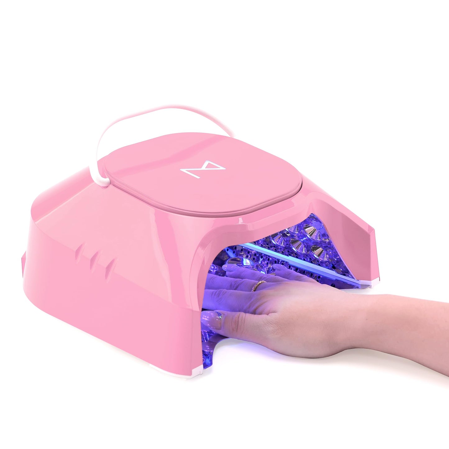 M - GlowPro Professional Hybrid 86W Wireless Rechargeable UV LED Nail Curing Lamp Cordless Nail Dryer for Gel Nails, Manicure, Pedicure (Pink)