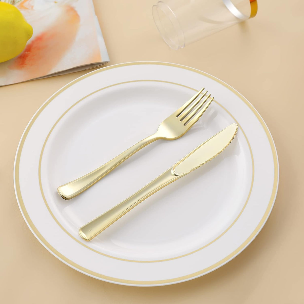 N9R 30PCS Gold Plastic Forks Disposable, Solid, Durable and Heavy Duty Plastic Forks Only, Gold Forks Disposable for Parties, Weddings and other Formal Events