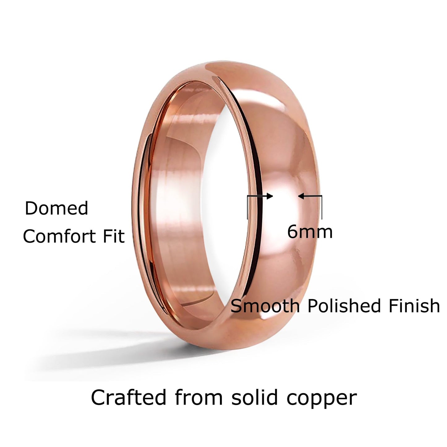 IVY & BAUBLE Pure Uncoated Solid Copper Ring for Men & Women — Lab-Tested, Raw Authentic Copper Band, Wellness Jewelry, Crafted in USA, 6mm, Size 9