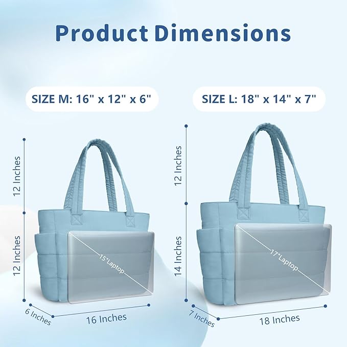TOPDesign Puffer Tote Bag for Women, Lightweight Puffy Handbag with Compartments, Quilted Shoulder Bag for Work, Travel, Gym