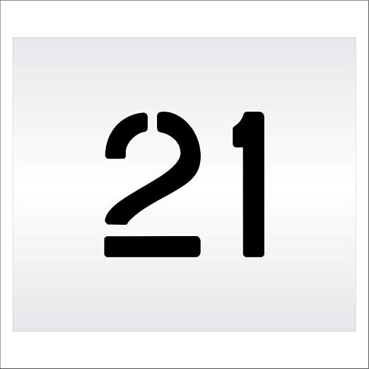 Pavement, Curb, and WheelStop Stencils - 6 inch Double Number Stencil - (21) - 6" x 6" x 1/8" (128 mil) - Pro-Grade