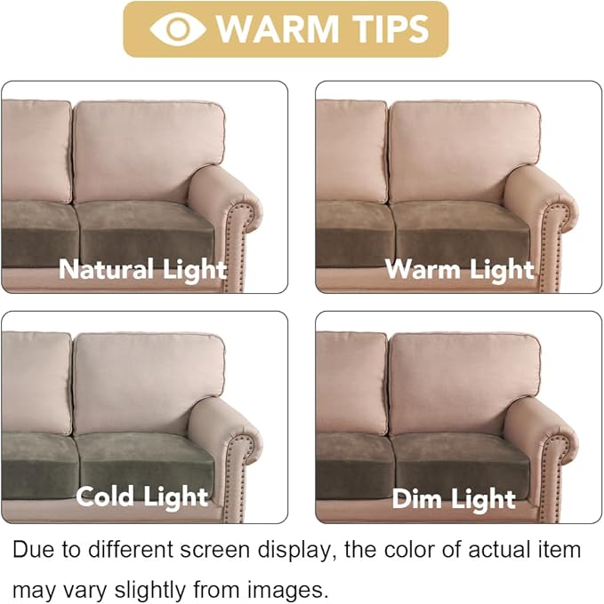 H.VERSAILTEX Velvet Stretch Couch Cushion Cover Plush Cushion Slipcover for Chair Loveseat Sofa Cushion Furniture Protector Seat Cushion Sofa Cover (3 Piece Sofa Cushion Covers, Mocha)