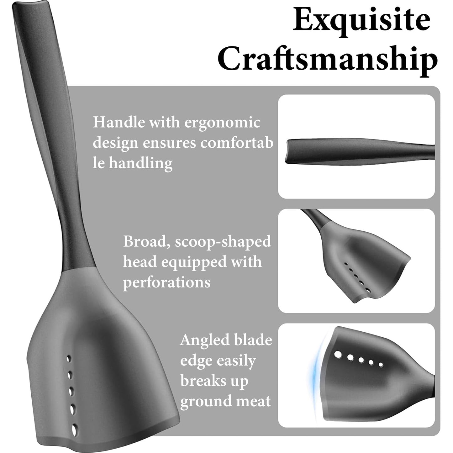 Meat Chopper and Ground Beef Masher, Hamburger Chopper Tool, Heat Resistant Silicone Potato Masher, Non-Stick Safe Kitchen Utensil with Drain Holes, Dishwasher Safe
