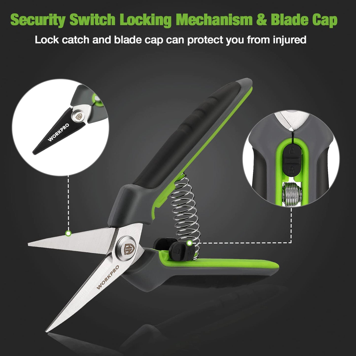 WORKPRO 2 Pack Garden Pruning Shears with Sheath, 6.5” Small Hand Pruners/Snips/Clippers- Spring Loaded & Precision Straight Blades, Microgreen Trimming Scissors for Flowers, Weeds, Indoors Bonsai